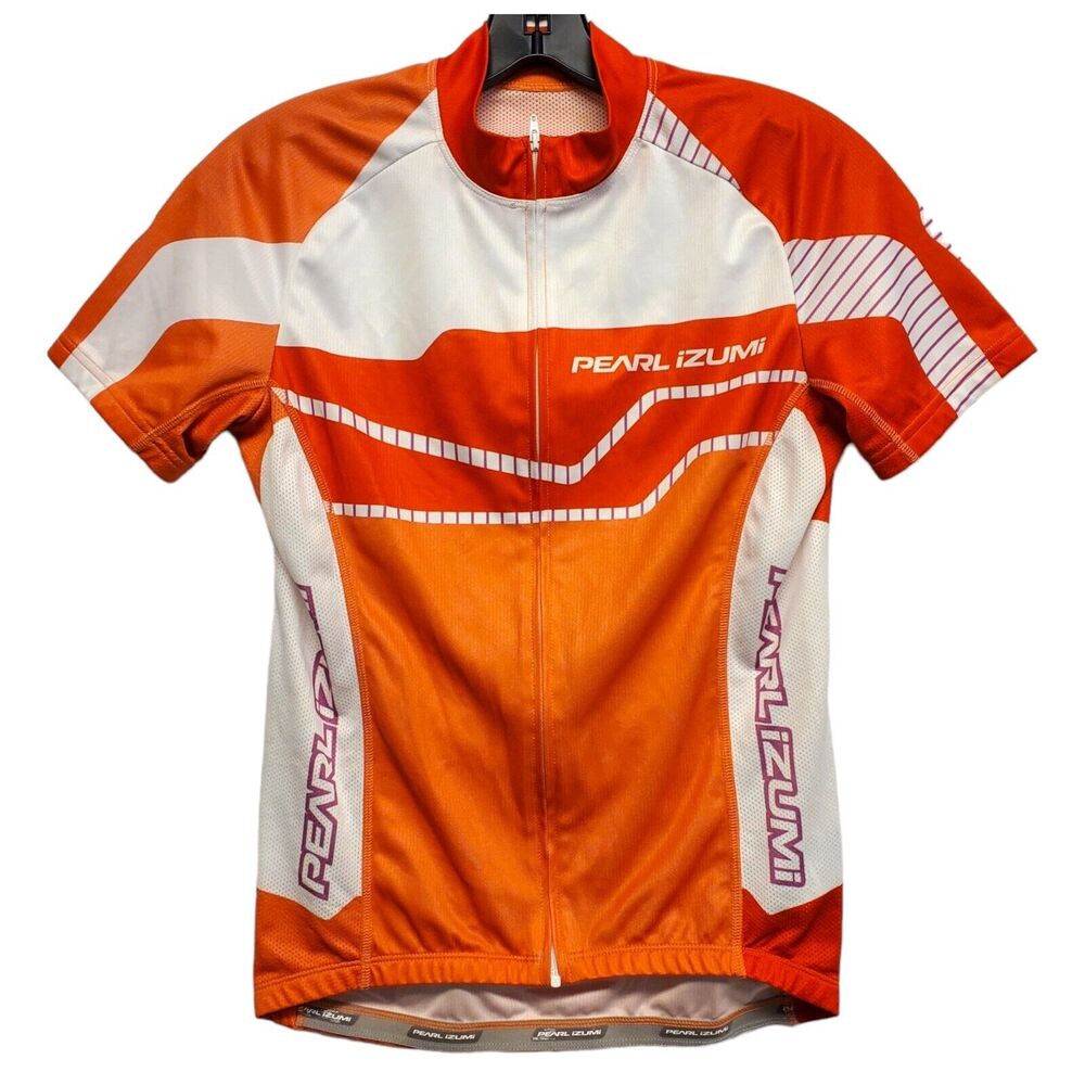 PEARL IZUMI Cycling Jersey Adult Medium Orange White Logo Spell Out Activewear